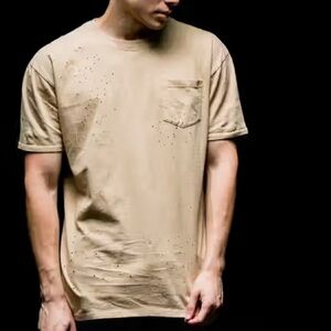 Civil Regime hypebeast men’s distressed tshirt SAND nwt sz M EXCLUSIVE